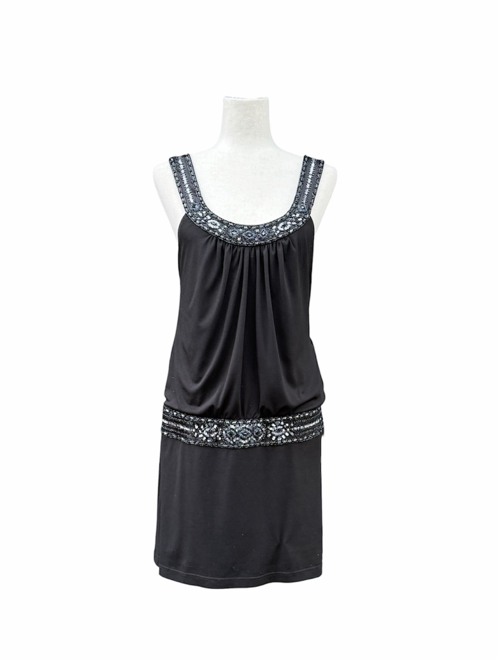 Studio W by SUE WONG Black Embellished Sleeveless open back drop waist Dress 4 - Picture 2 of 16